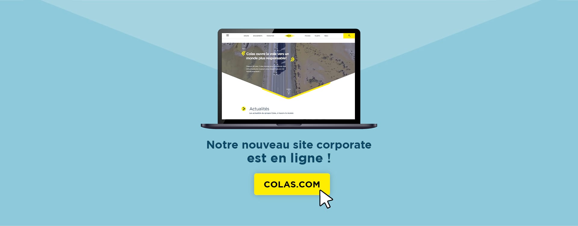 Affiche promotionnelle avec un ordinateur