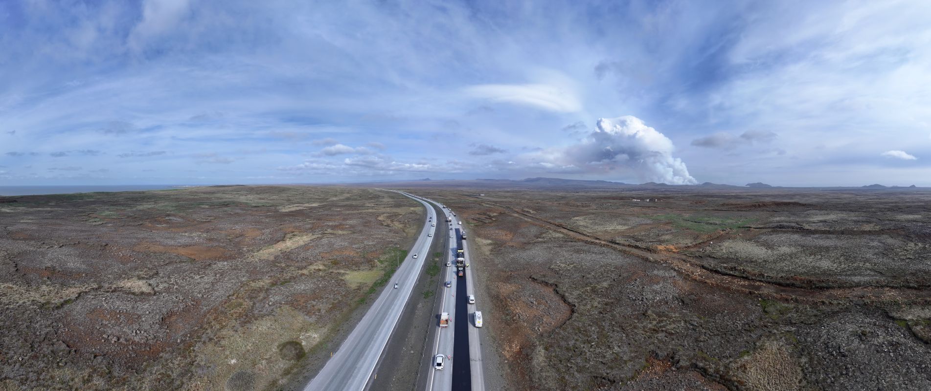 Éruption volcanique sur le chantier de la route 41 - Islande