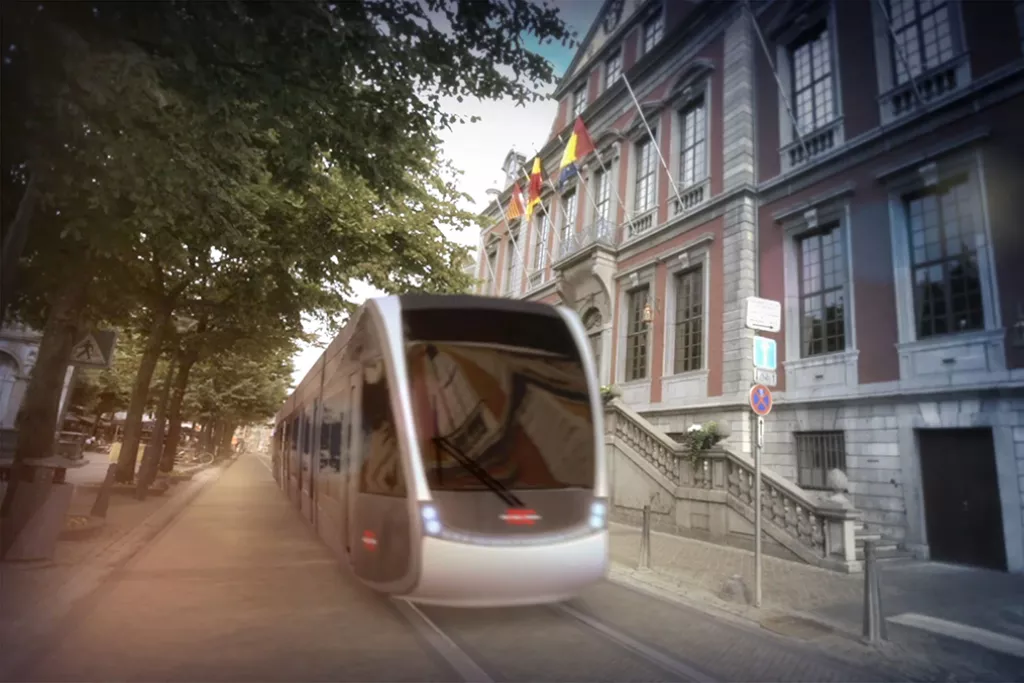 Tramway en pleine ville