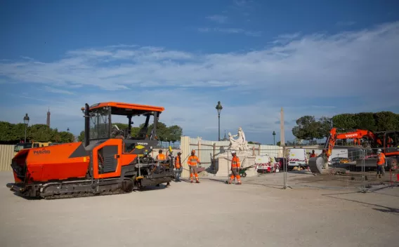 Chantier de restauration du Fer à Cheval du jardin des Tuileries