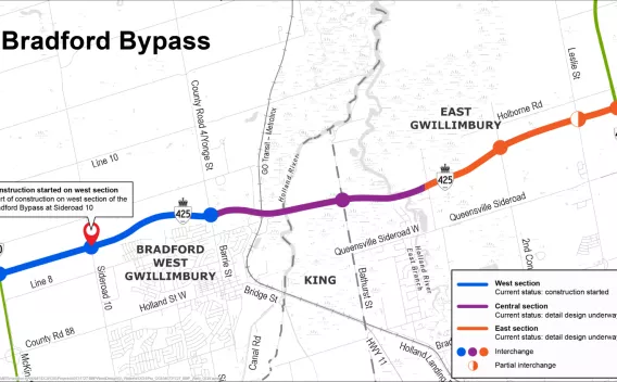 Carte du projet Bradford Bypass de The Miller Group
