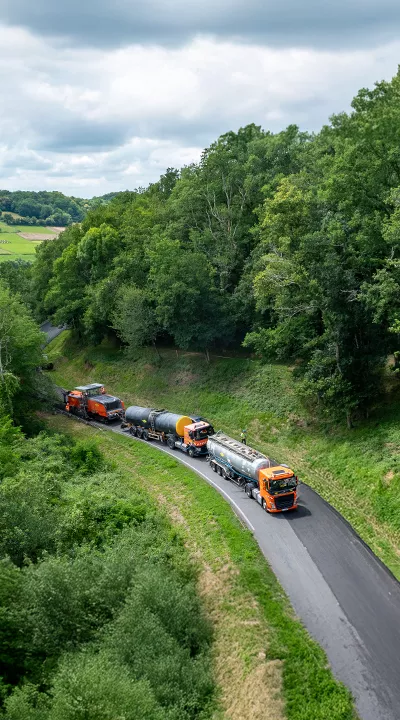 Green campaign with vehicles on the road