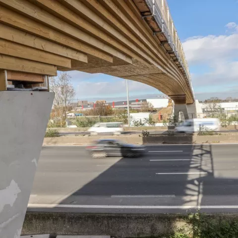 Illustration of A Cycle and Pedestrian Bridge Over the Highway