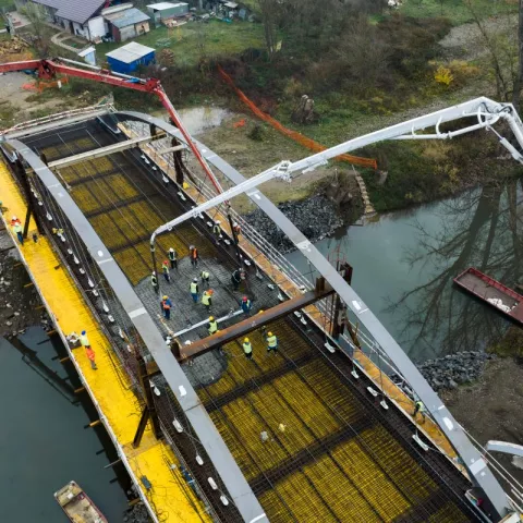 Illustration of The Saint-Borbala Bridge Between Slovakia and Hungary