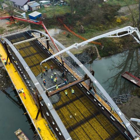 Illustration of The Saint-Borbala Bridge Between Slovakia and Hungary