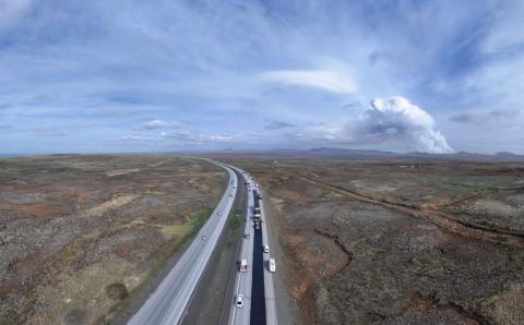 Éruption volcanique sur le chantier de la route 41 - Islande